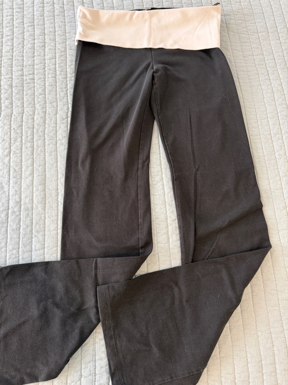 Victoria's Secret Black Straight-Leg Pants with Light Pink Waistband